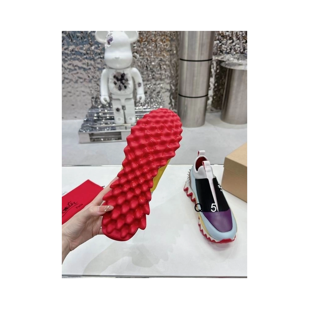 Cheap Christian Louboutin Sharkyloub Sp Spikes Sneakers Calf Leather Neoprene And Spikes Multicolor on Sale