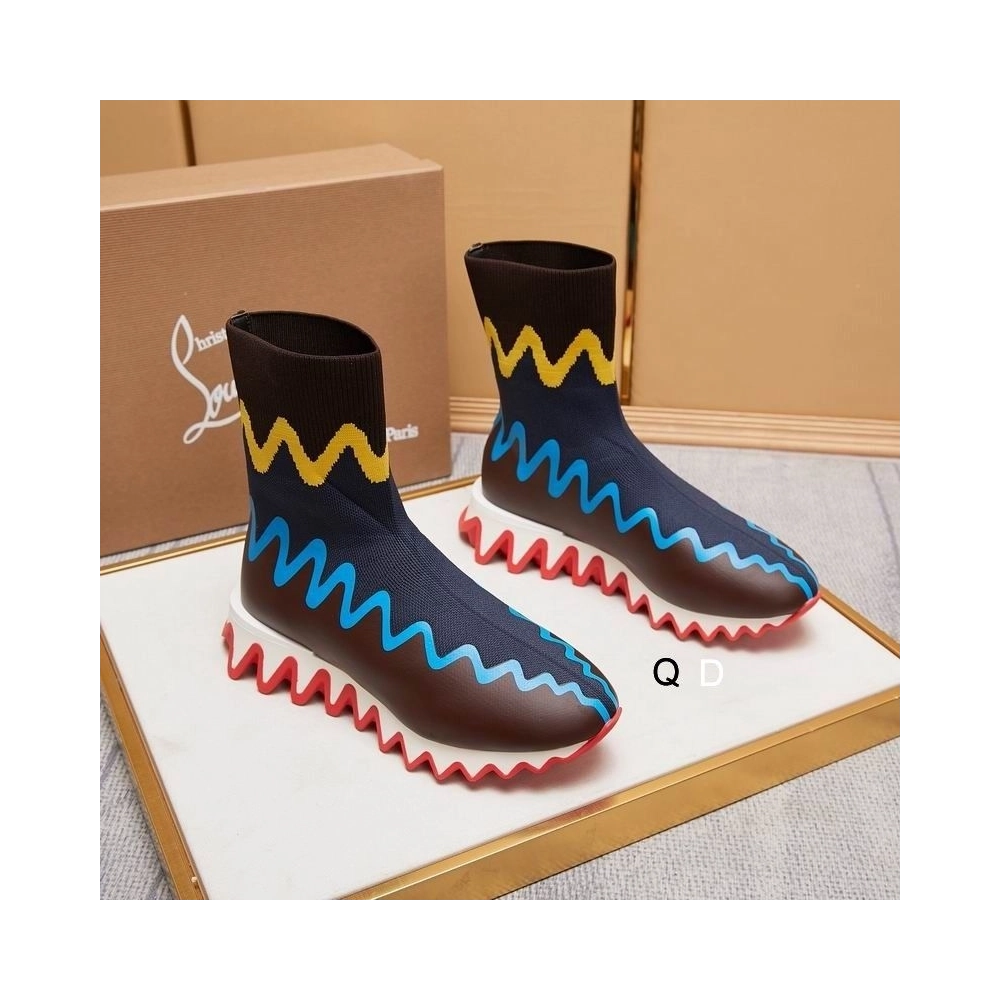 Discount Christian Louboutin Sharky Sock Sneakers Knit Mesh Multicolor Outlet