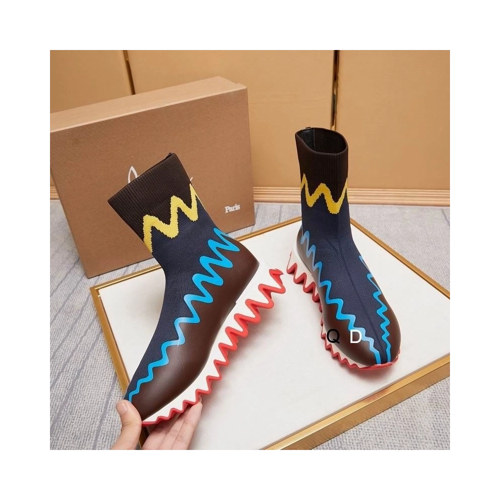 Discount Christian Louboutin Sharky Sock Sneakers Knit Mesh Multicolor Outlet