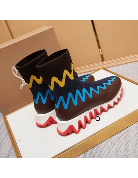 Discount Christian Louboutin Sharky Sock Sneakers Knit Mesh Multicolor Outlet