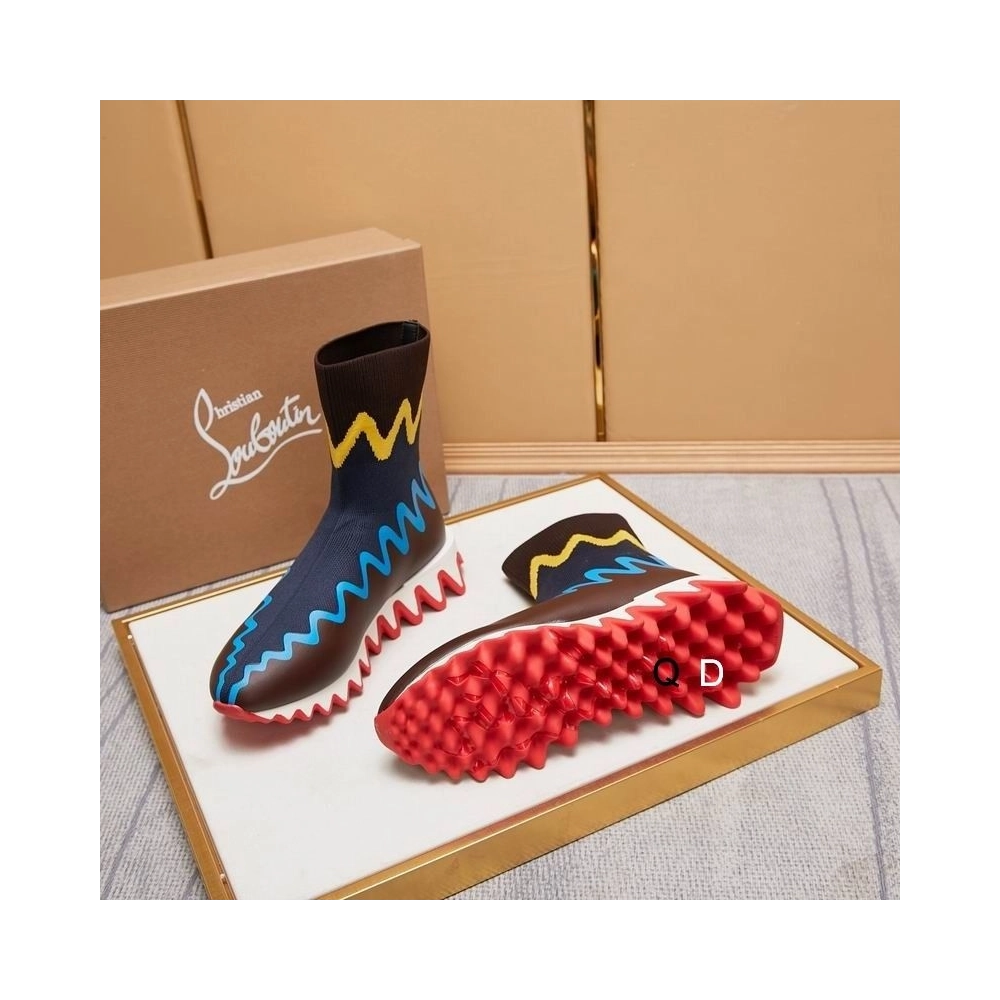 Discount Christian Louboutin Sharky Sock Sneakers Knit Mesh Multicolor Outlet