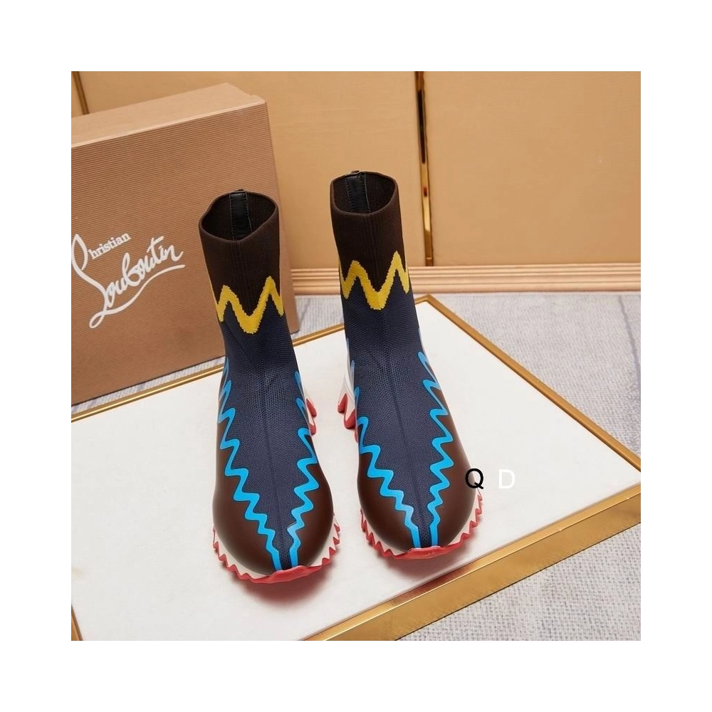 Discount Christian Louboutin Sharky Sock Sneakers Knit Mesh Multicolor Outlet