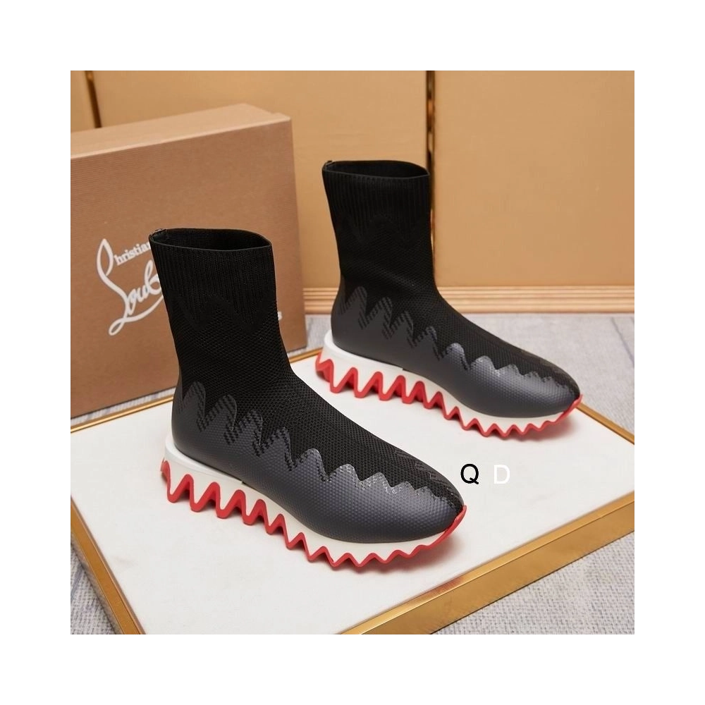 Knockoff Christian Louboutin Sharky Sock Sneakers Knit Mesh Black White