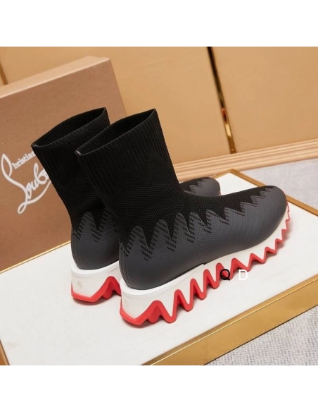 Knockoff Christian Louboutin Sharky Sock Sneakers Knit Mesh Black White