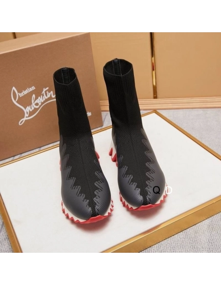 Knockoff Christian Louboutin Sharky Sock Sneakers Knit Mesh Black White