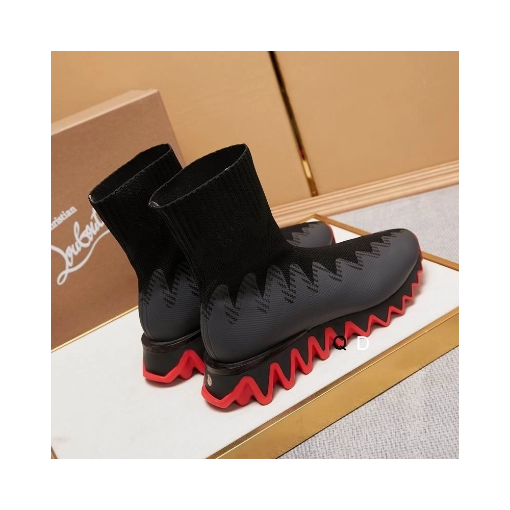 Cheap Christian Louboutin Sharky Sock Sneakers Knit Mesh Black for Sale