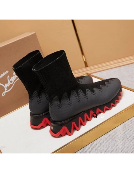 Cheap Christian Louboutin Sharky Sock Sneakers Knit Mesh Black for Sale