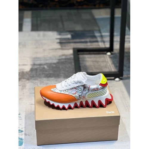 Discount Christian Louboutin Loubishark Comic-Print Leather Sneakers Multicolor Outlet Sale