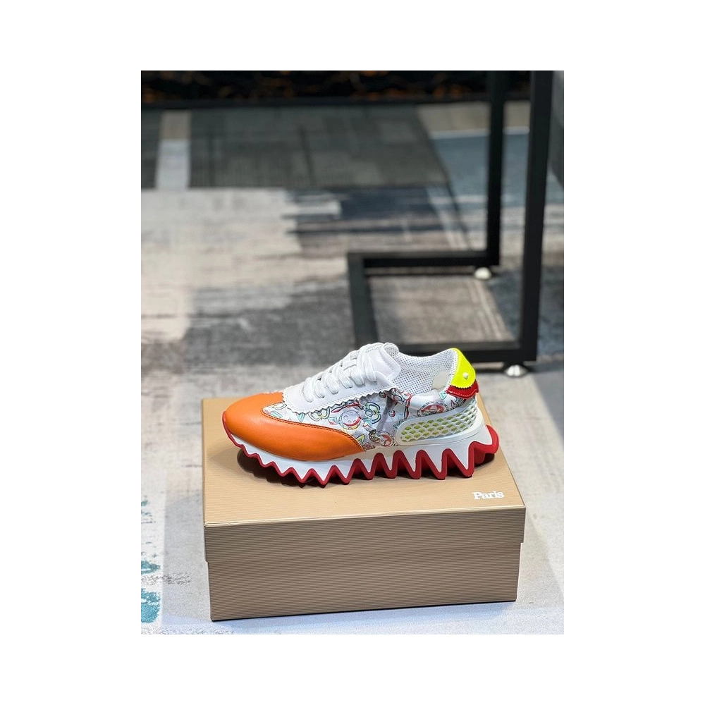 Discount Christian Louboutin Loubishark Comic-Print Leather Sneakers Multicolor Outlet Sale