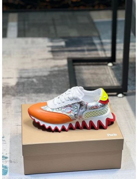 Discount Christian Louboutin Loubishark Comic-Print Leather Sneakers Multicolor Outlet Sale