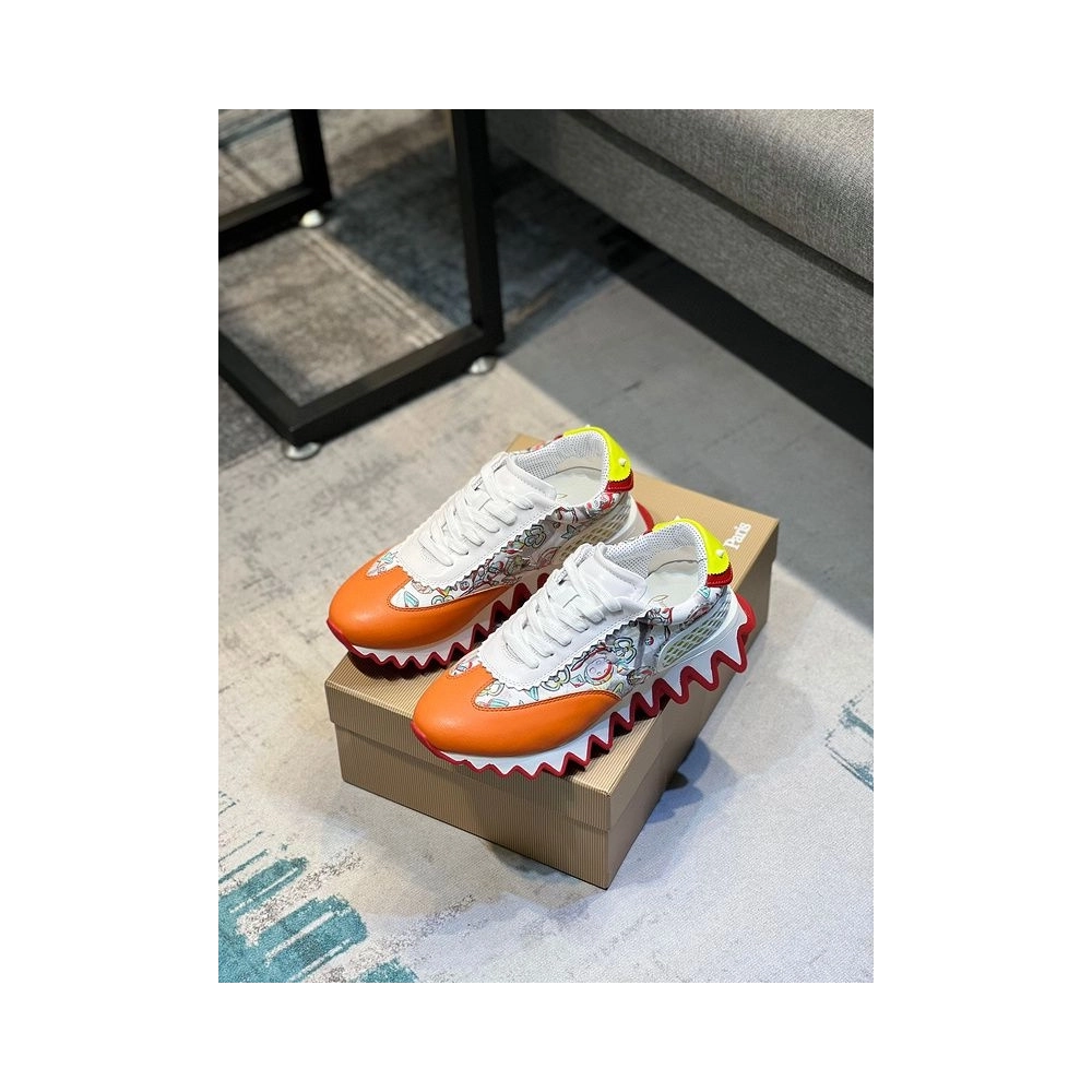 Discount Christian Louboutin Loubishark Comic-Print Leather Sneakers Multicolor Outlet Sale