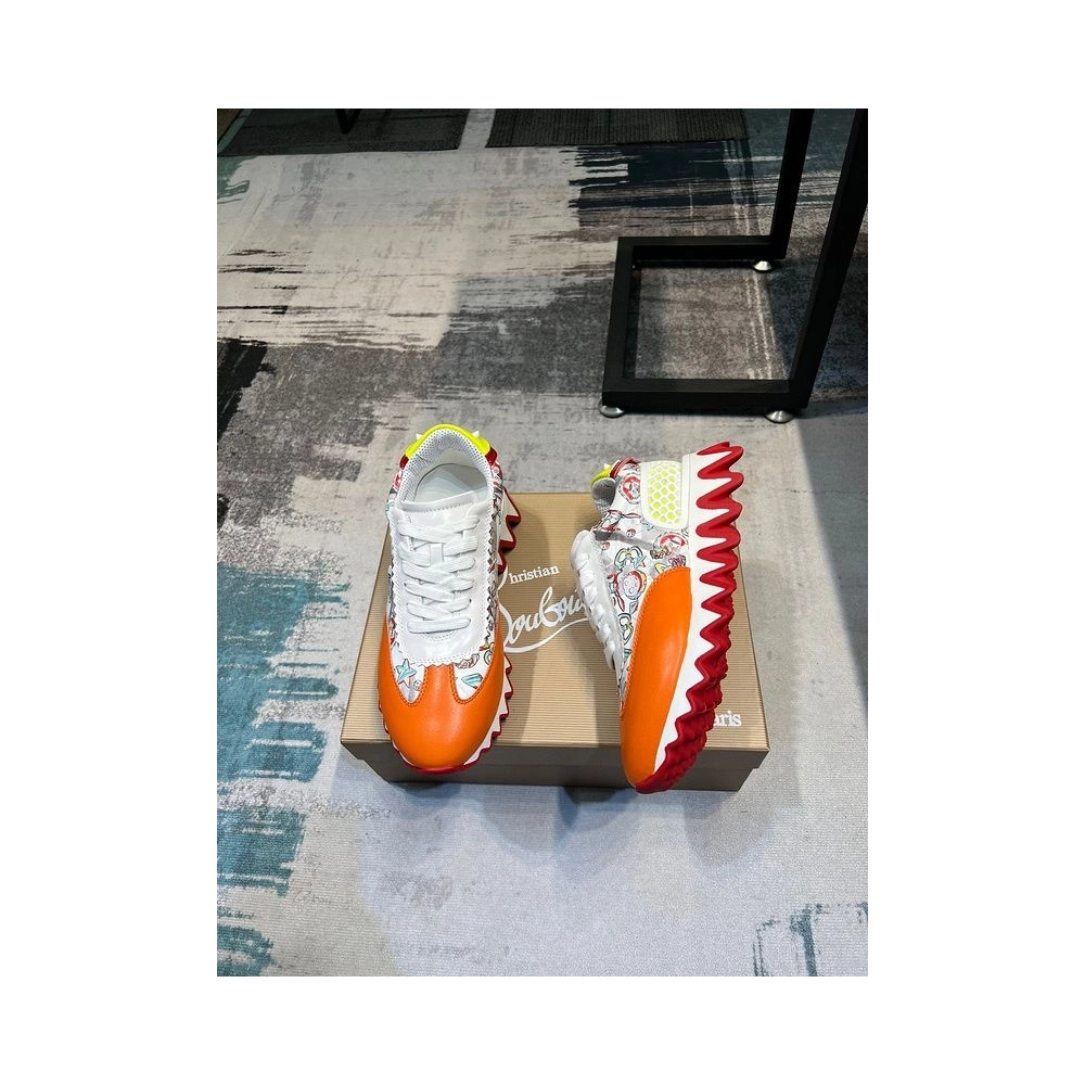 Discount Christian Louboutin Loubishark Comic-Print Leather Sneakers Multicolor Outlet Sale