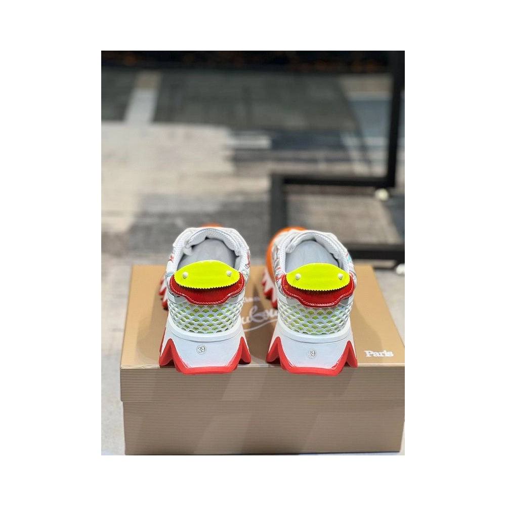 Discount Christian Louboutin Loubishark Comic-Print Leather Sneakers Multicolor Outlet Sale