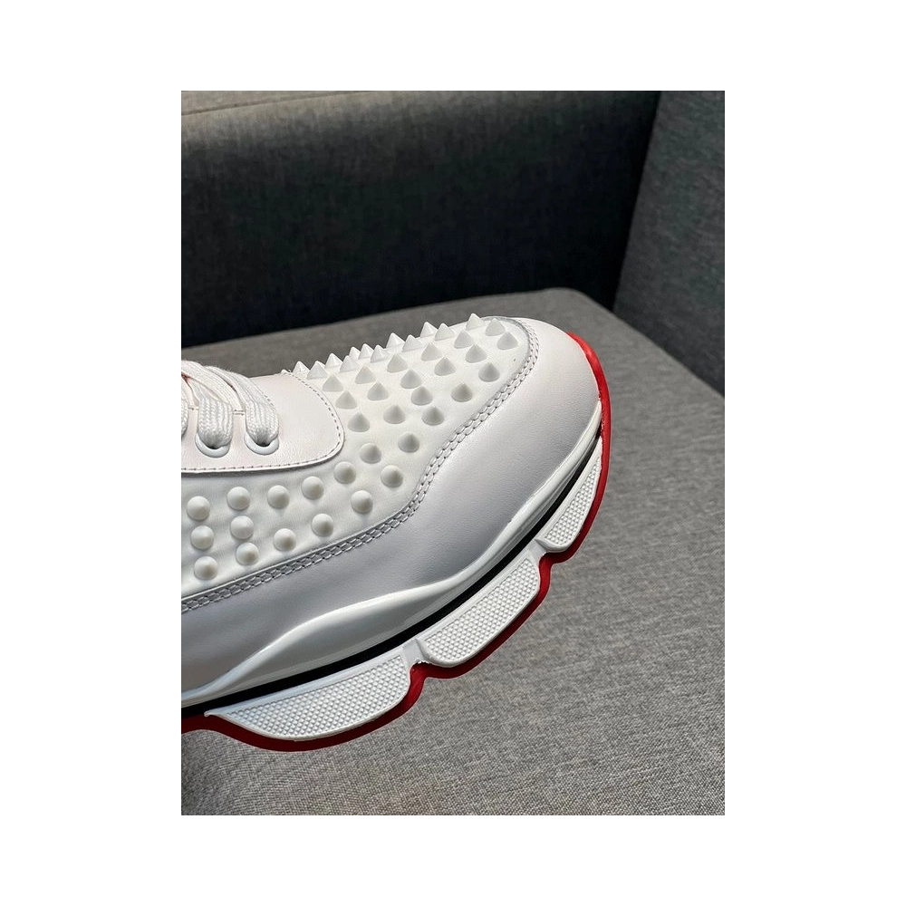 Replica Christian Louboutin Neoprene Spike Sock Donna Flat Sneakers White