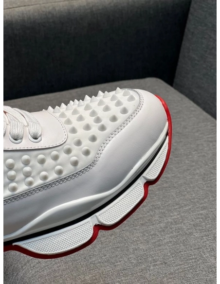 Replica Christian Louboutin Neoprene Spike Sock Donna Flat Sneakers White