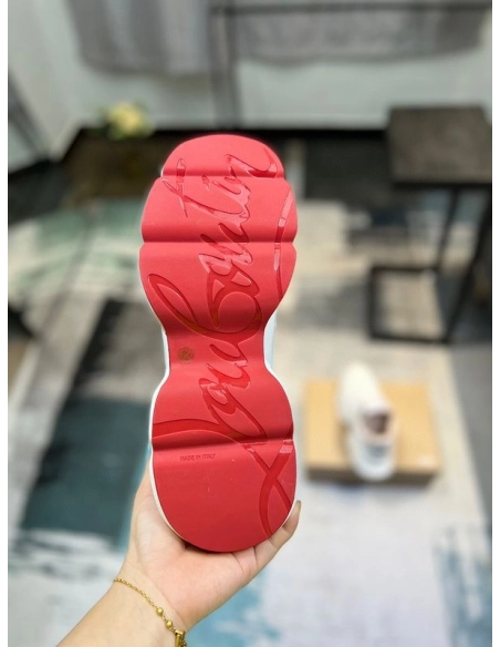 Replica Christian Louboutin Neoprene Spike Sock Donna Flat Sneakers White