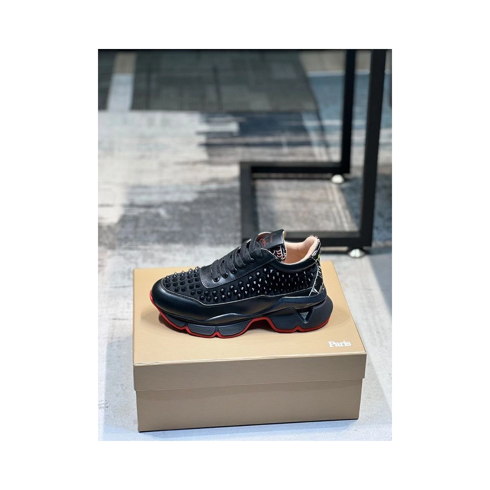 Fake Christian Louboutin Neoprene Spike Sock Donna Flat Sneakers Black