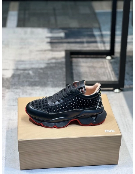 Fake Christian Louboutin Neoprene Spike Sock Donna Flat Sneakers Black