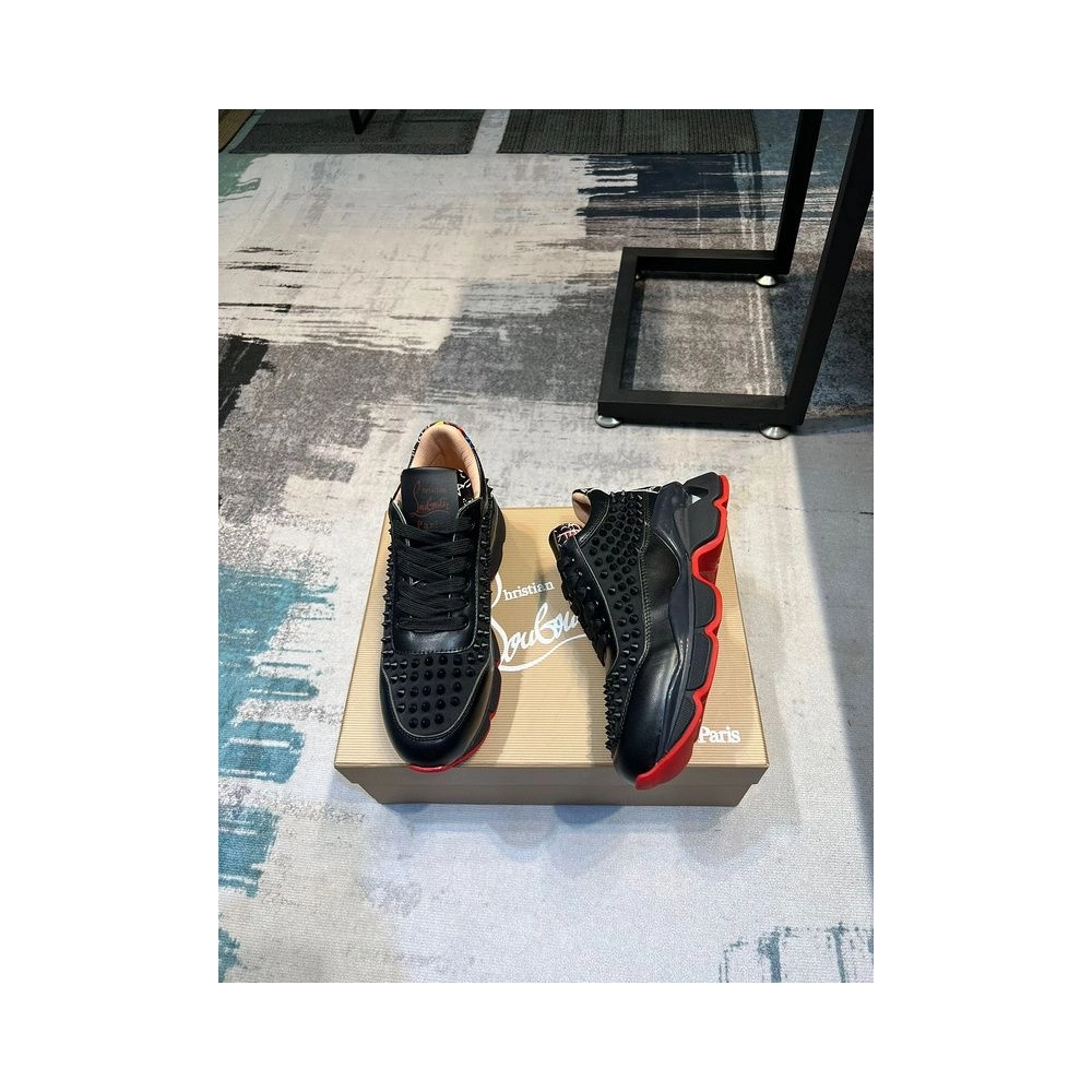 Fake Christian Louboutin Neoprene Spike Sock Donna Flat Sneakers Black