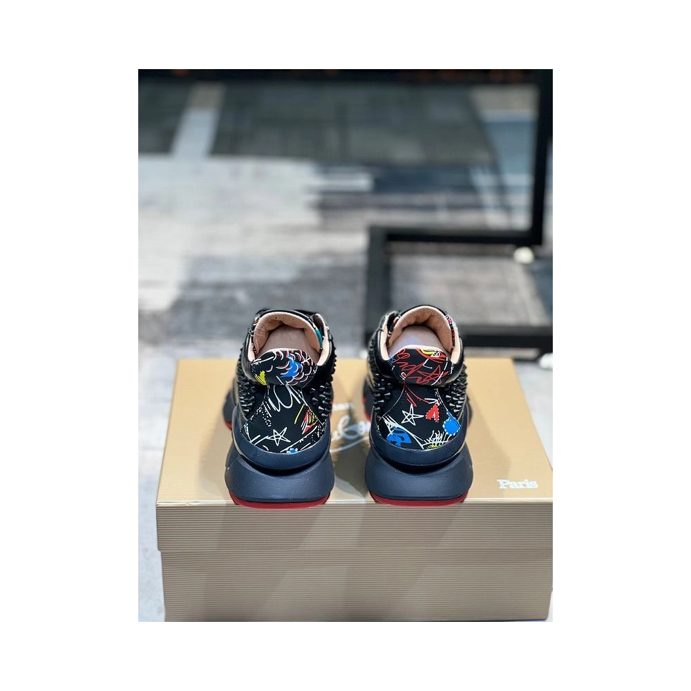 Fake Christian Louboutin Neoprene Spike Sock Donna Flat Sneakers Black