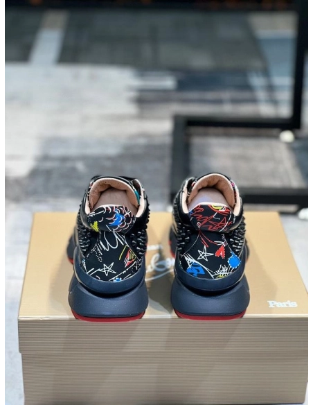 Fake Christian Louboutin Neoprene Spike Sock Donna Flat Sneakers Black