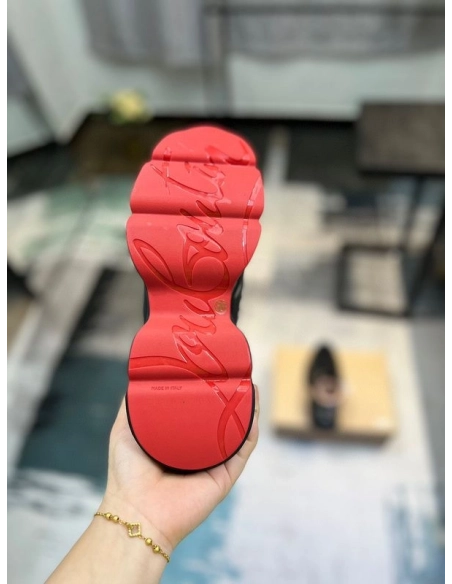 Fake Christian Louboutin Neoprene Spike Sock Donna Flat Sneakers Black