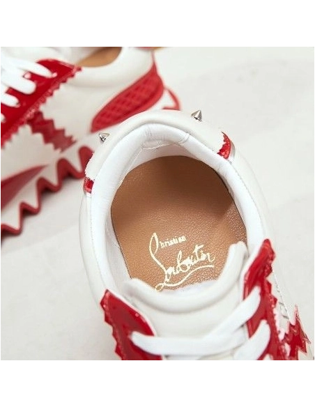 Knockoff Christian Louboutin Men Loubishark Sneakers Patent Leather Red