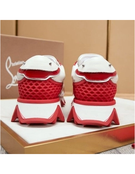 Knockoff Christian Louboutin Men Loubishark Sneakers Patent Leather Red
