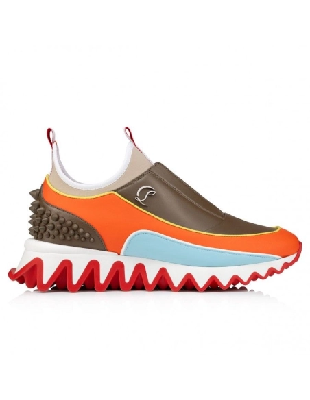 Replica Christian Louboutin Sharkyloub Sp Spikes Sneakers Calf Leather Neoprene And Spikes Vitamine, Fake CL Shoes