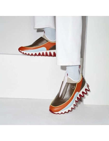 Replica Christian Louboutin Sharkyloub Sp Spikes Sneakers Calf Leather Neoprene And Spikes Vitamine, Fake CL Shoes