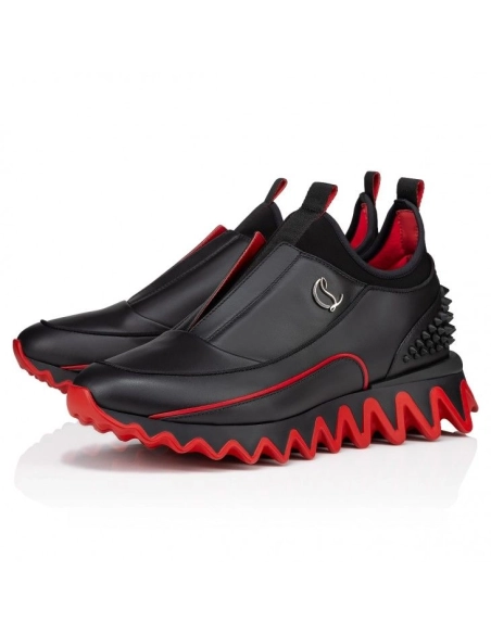 Replica Christian Louboutin Sharkyloub Sp Spikes Sneakers Calf Leather Neoprene And Spikes Black