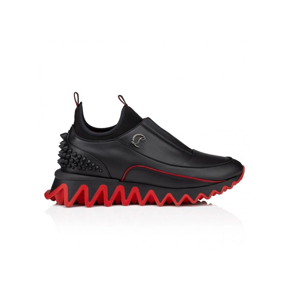 Replica Christian Louboutin Sharkyloub Sp Spikes Sneakers Calf Leather Neoprene And Spikes Black