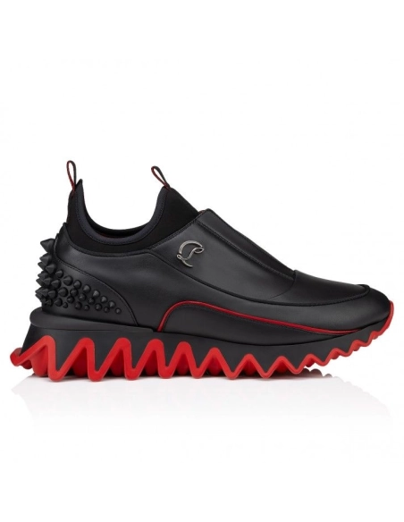 Replica Christian Louboutin Sharkyloub Sp Spikes Sneakers Calf Leather Neoprene And Spikes Black