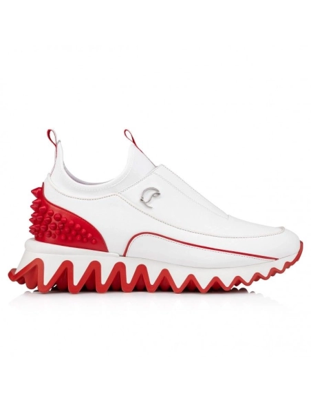Discount Christian Louboutin Sharkyloub Sp Spikes Sneakers Calf Leather Neoprene And Spikes White on Sale