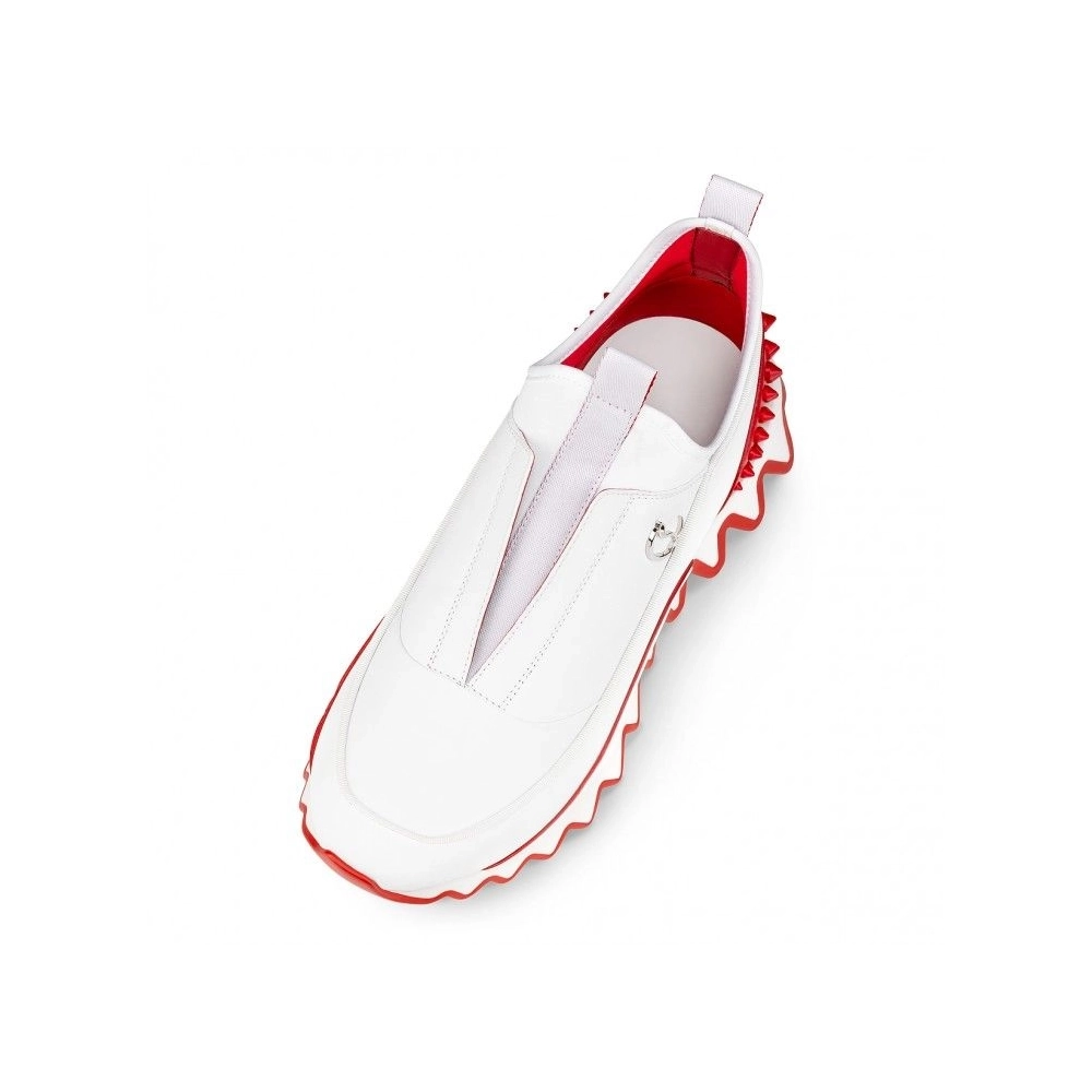 Discount Christian Louboutin Sharkyloub Sp Spikes Sneakers Calf Leather Neoprene And Spikes White on Sale