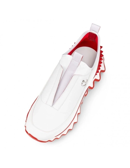 Discount Christian Louboutin Sharkyloub Sp Spikes Sneakers Calf Leather Neoprene And Spikes White on Sale