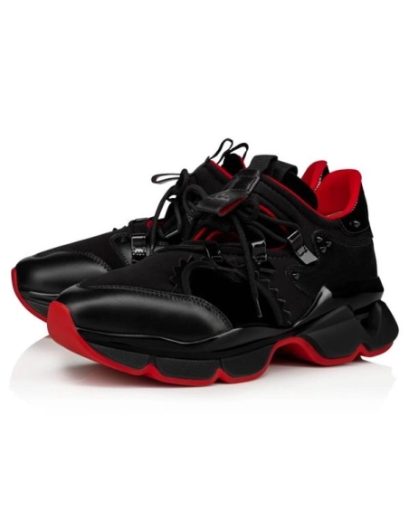 cheap Christian Louboutin Red Runner Black Calf Sneaker sale
