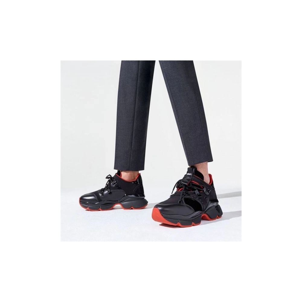 cheap Christian Louboutin Red Runner Black Calf Sneaker sale