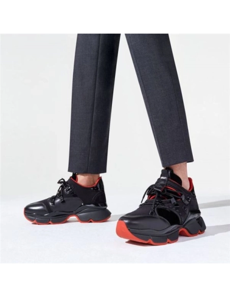 cheap Christian Louboutin Red Runner Black Calf Sneaker sale