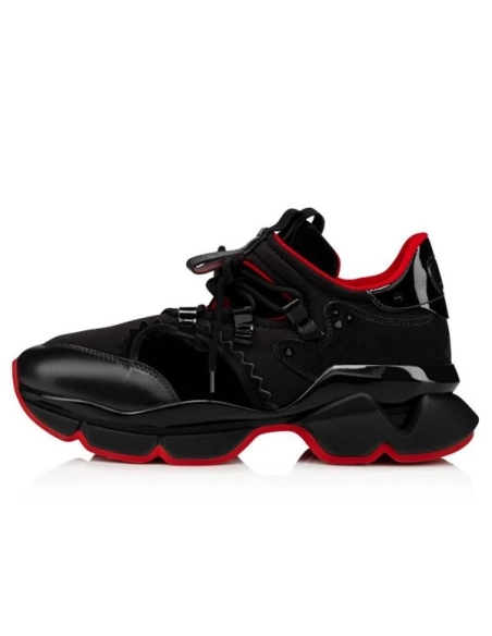 cheap Christian Louboutin Red Runner Black Calf Sneaker sale