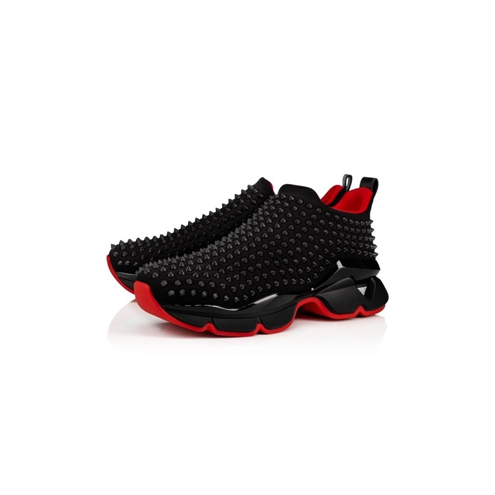 cheap Christian Louboutin Runner Spike Sock Black/black Mat Neoprene Sneaker sale