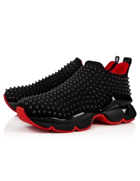 cheap Christian Louboutin Runner Spike Sock Black/black Mat Neoprene Sneaker sale