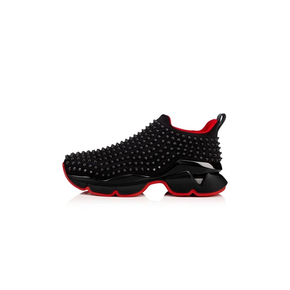 cheap Christian Louboutin Runner Spike Sock Black/black Mat Neoprene Sneaker sale