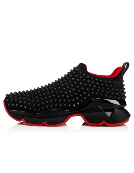 cheap Christian Louboutin Runner Spike Sock Black/black Mat Neoprene Sneaker sale