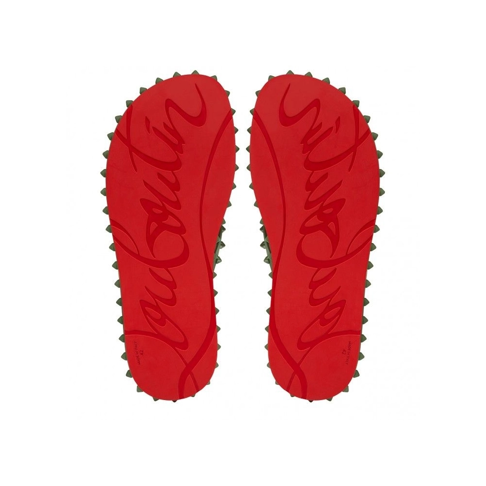 Discount Christian Louboutin Super Loubi Flip Mules Rubber Vertlaine Sale Online