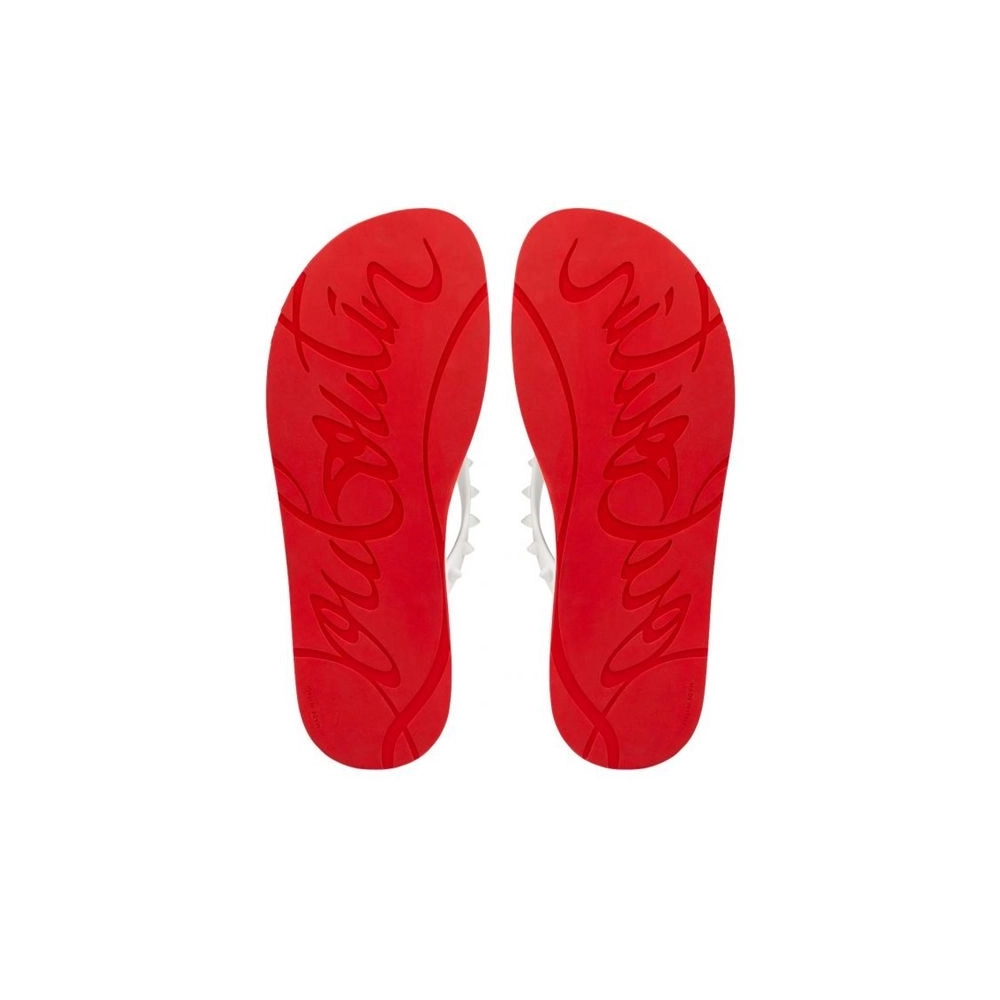 cheap Christian Louboutin Loubi White Rubber Flip Flop sale