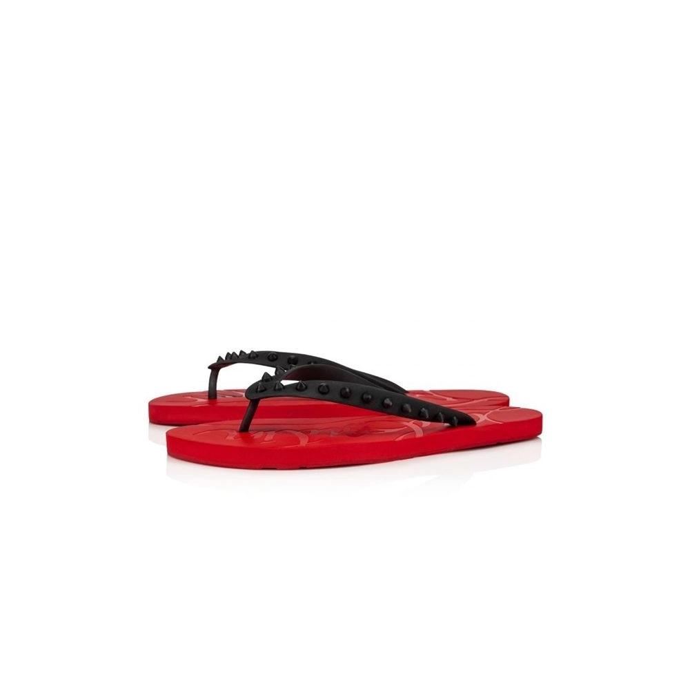 cheap Christian Louboutin Red/Black/loubi Rubber Flip Flop sale