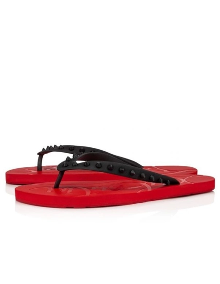 cheap Christian Louboutin Red/Black/loubi Rubber Flip Flop sale
