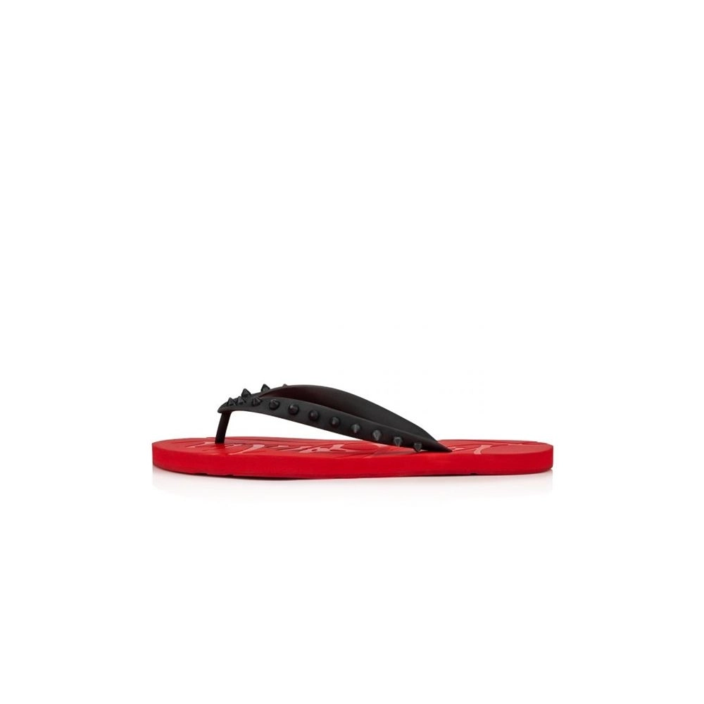 cheap Christian Louboutin Red/Black/loubi Rubber Flip Flop sale