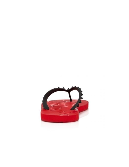 cheap Christian Louboutin Red/Black/loubi Rubber Flip Flop sale
